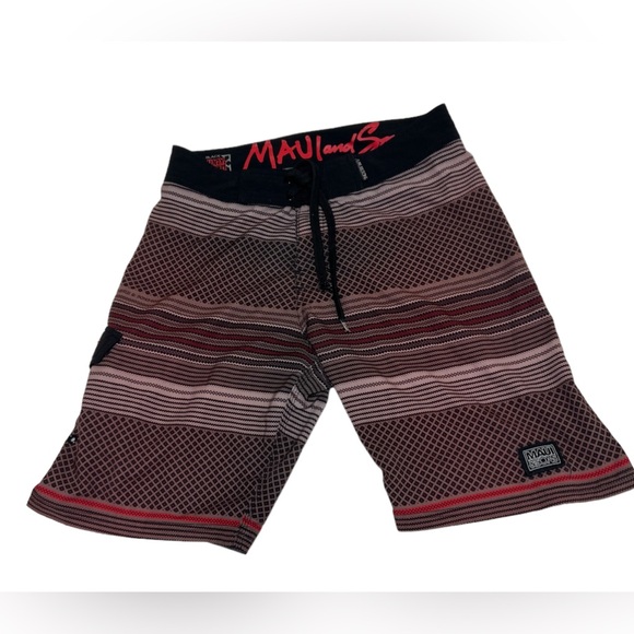 MAUI & SONS Men’s Board Shorts M Pocket Drawstring & Hook/loop Closure Men 32 - Picture 1 of 11